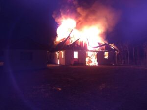 Barn engulfed in flames
